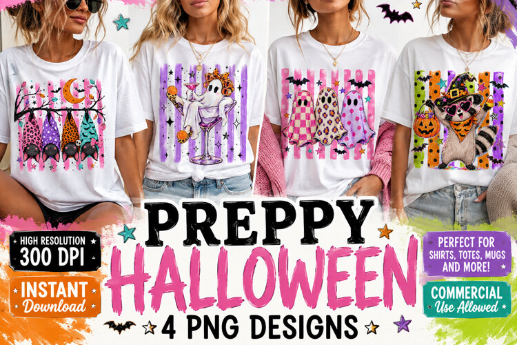 Preppy Witchy Halloween PNG, Pink Spooky Season Sublimation example image 1