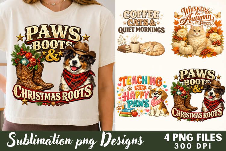 Paws Boots & Christmas Roots Dog Sublimation Files