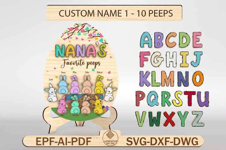 Personalized Nanas Favorite Peeps Easter Egg Sign SVG
