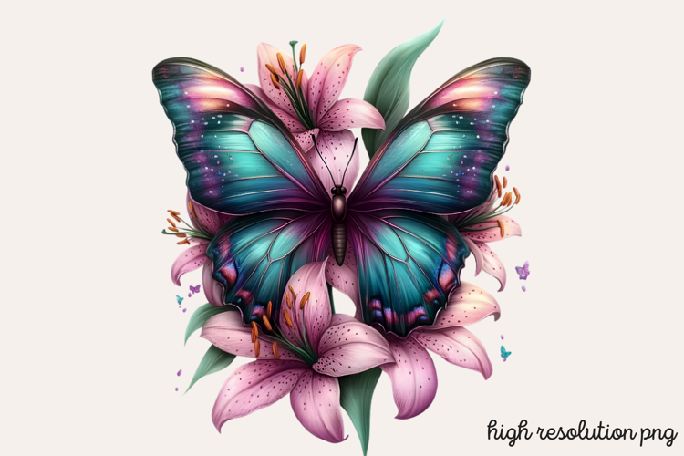 Butterfly Flowers Clipart PNG