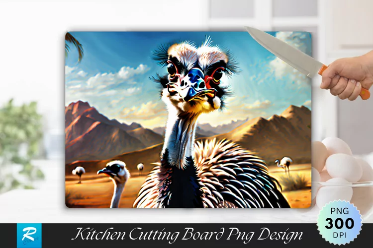 Ostrich Background Cutting Board sublimation Design