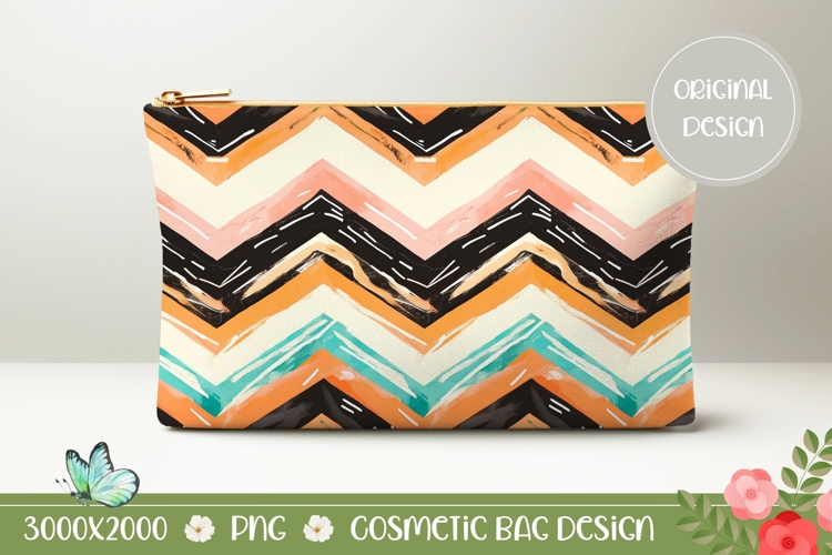 Zig Zag Cosmetic Bag, Abstract Cosmetic Bag Design