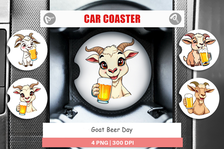 Car Coaster Goat Beer Day