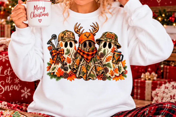 Camo Hunting Ghost Halloween PNG