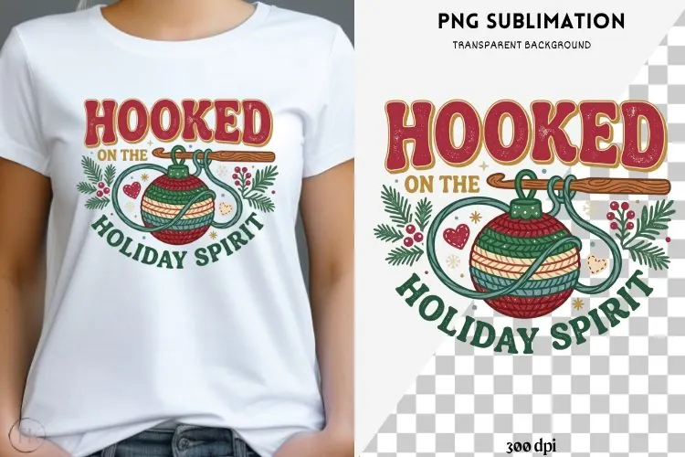 Christmas crochet png design for T-shirts