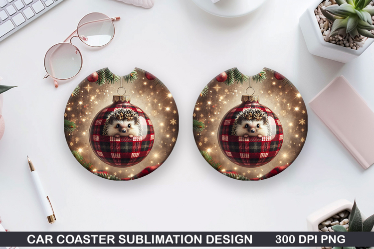 Christmas Owls Car Coaster Sublimation|Christmas Coaster PNG