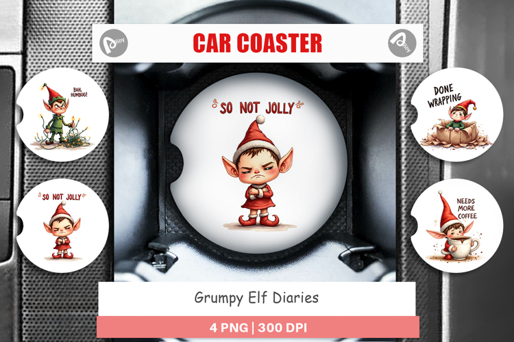 Grumpy Elf Diaries Car Coaster