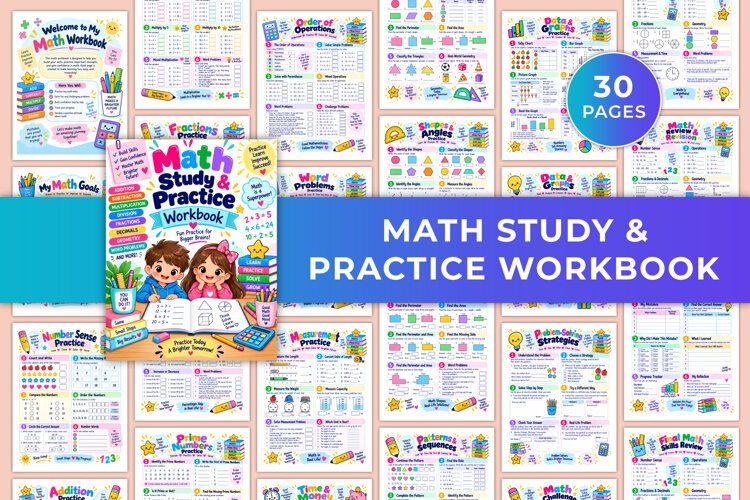 Math Study & Practice Workbook Kdp interiors example image 1