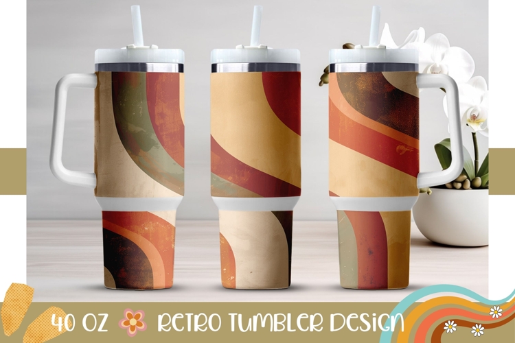 Retro Stripes Tumbler Sublimation, Cute 40 Oz Tumbler Design