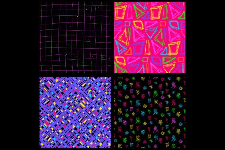 Vibrant Scribble Geometric Seamless Patterns example image 1