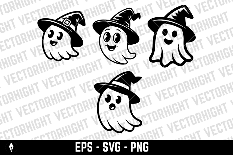 Vector drawing of a cute surprised ghost mascot