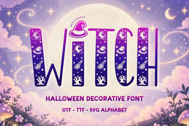 Witch - Halloween Decorative Font with SVG Alphabet