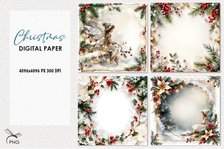 Christmas digital paper, background clipart