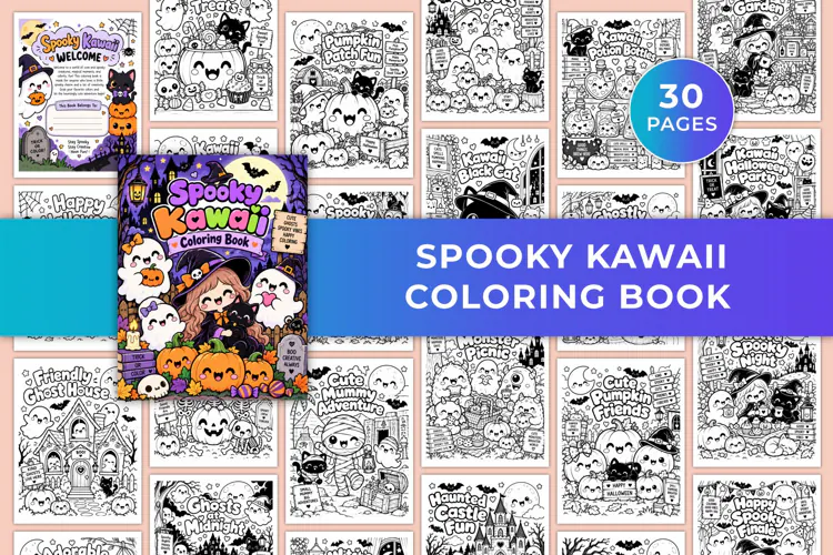 Spooky Kawaii Coloring Book Kdp interiors