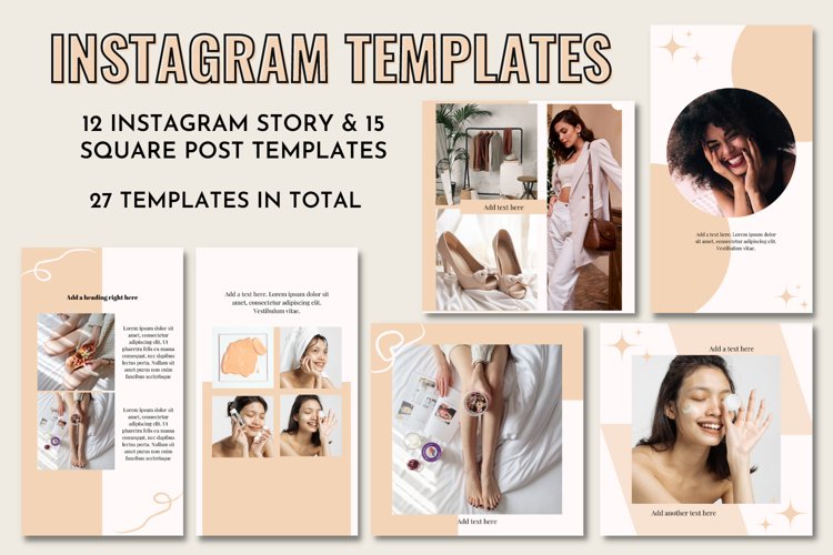 Instagram square and story post Canva templates bundle