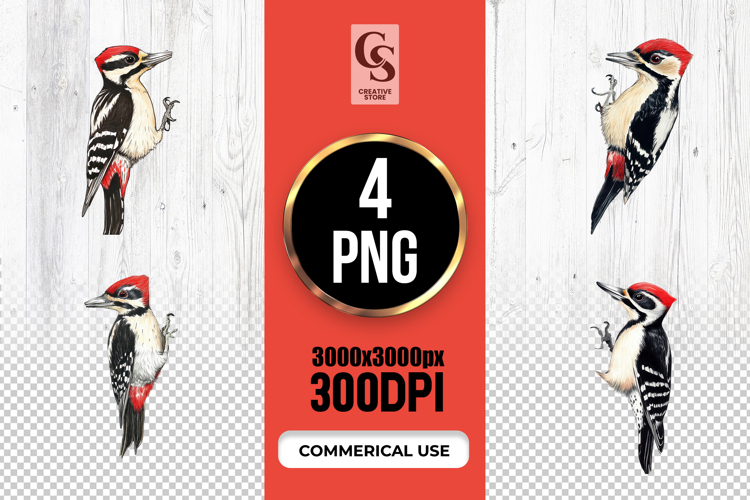 Watercolor Woodpecker Bird Clipart Sublimation PNG