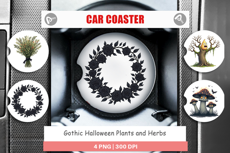 Car Coaster Gothic Halloween Plants and Herbs