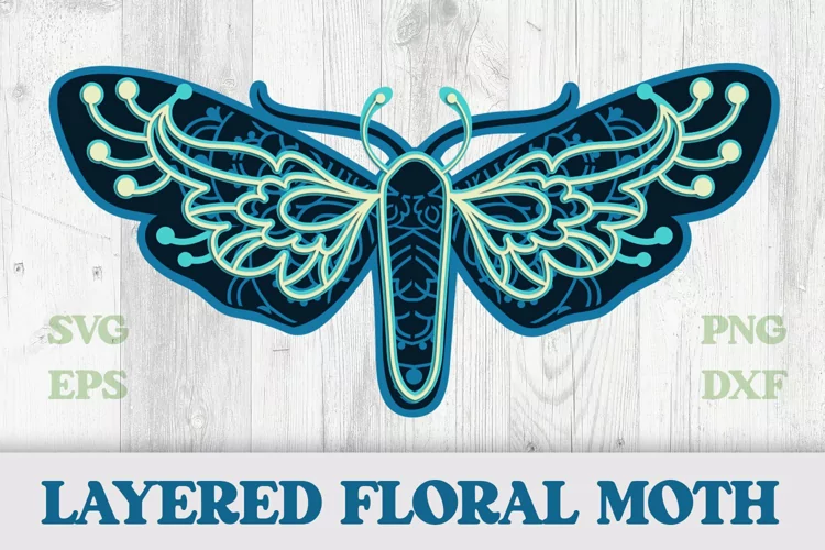 Layered Floral Moth | 3D Papercut SVG