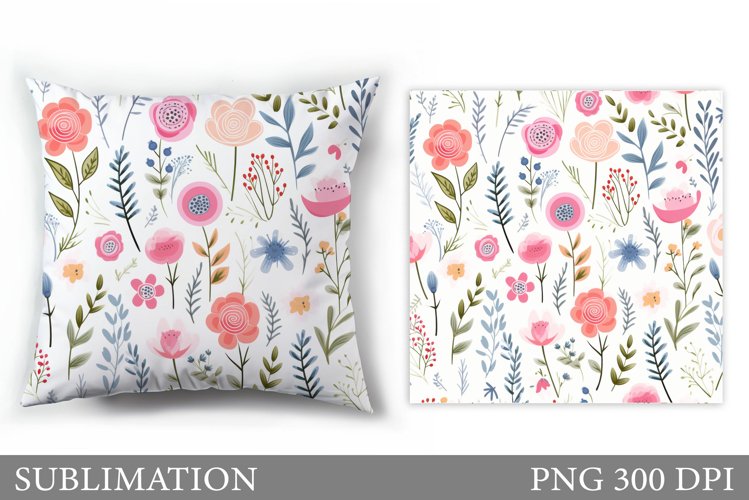 Wildflowers Pillow Sublimation. Flowers Sublimation example image 1
