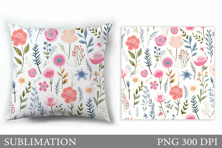 Wildflowers Pillow Sublimation. Flowers Sublimation