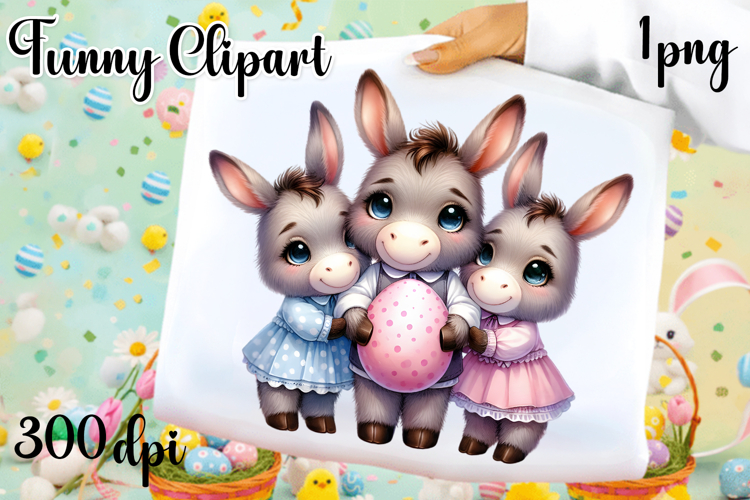 Spring animal clipart|Cute donkey easter animals clipart