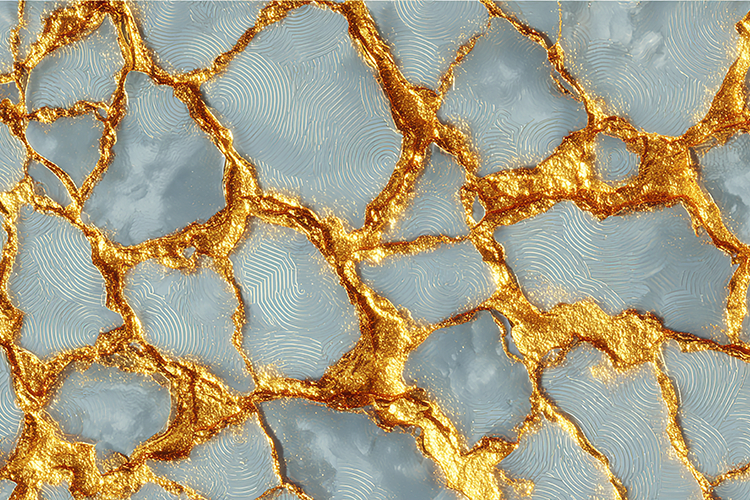 A luxurious marble surface with golden veins and a textured