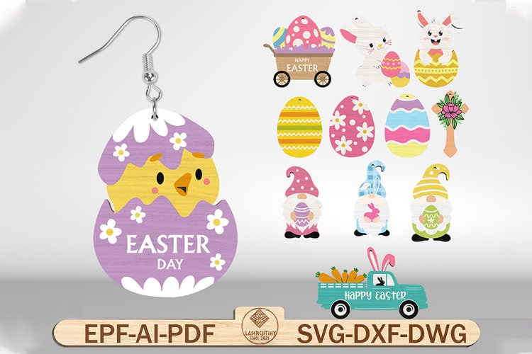 Happy Easter Earring Svg Bundle