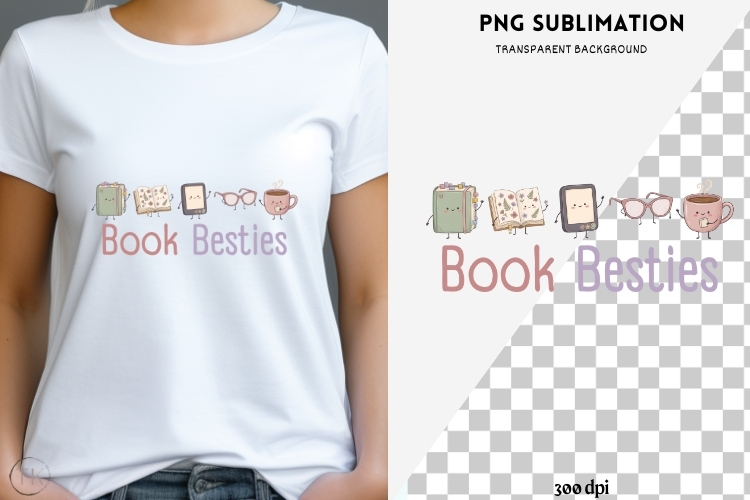 Book besties png design for T-shirts