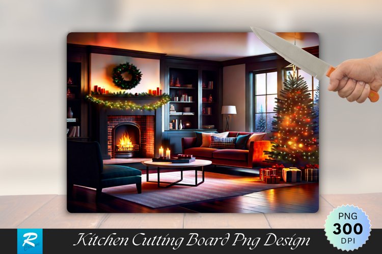 Cozy Living Room with Rustic Christmas Charm Cutting Board