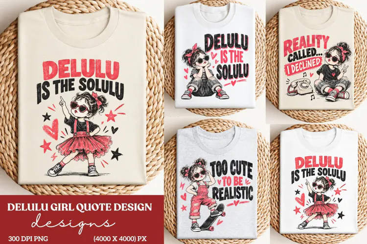 Delulu Is the Solulu Funny Girl Quote PNG, Sassy Delulu Girl