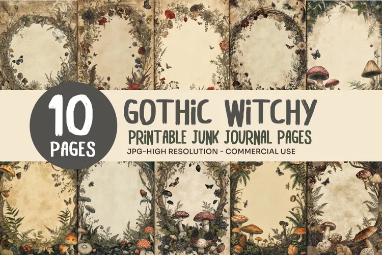 Mushroom Forest Junk Journal Pages