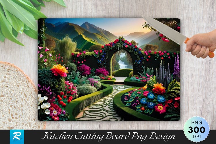 Enchanted Garden Cutting Board Sublimation Design example image 1