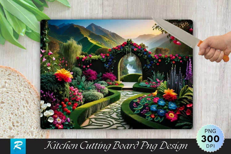 Enchanted Garden Cutting Board Sublimation Design