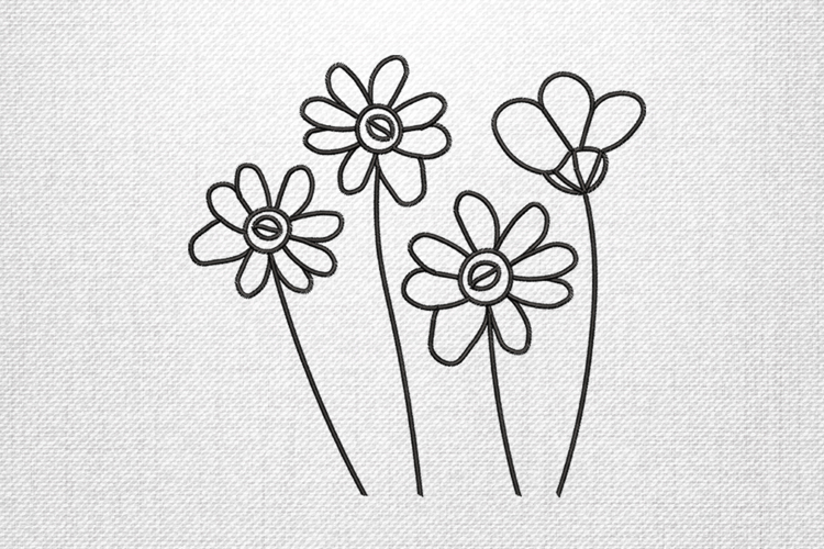 Whimsical Daisy Line Art Embroidery Design