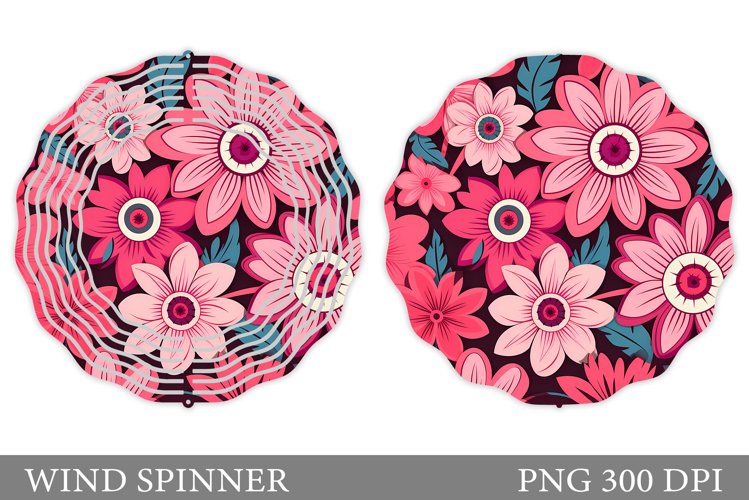 Flowers Wind Spinner Design. Flowers Spinner Sublimation example image 1