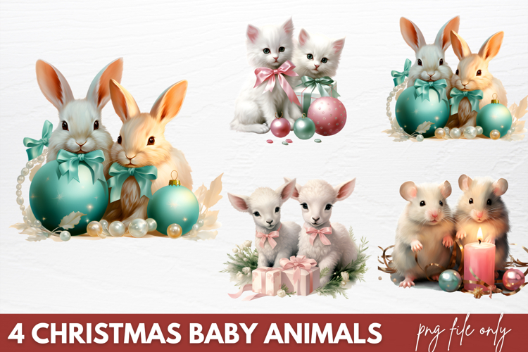 Christmas Baby Animals Clipart PNG