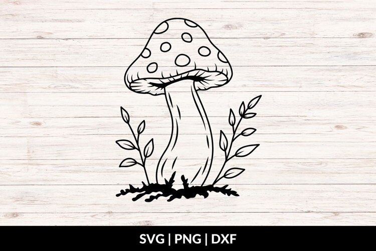 Botanical Mushroom SVG, PNG, DXF example image 1