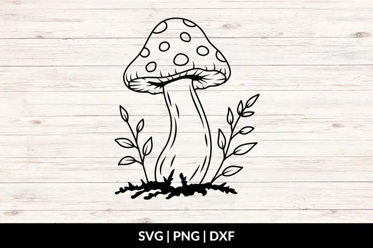Botanical Mushroom SVG, PNG, DXF