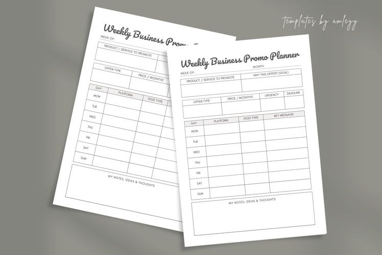 Weekly Business Promo Planner Social Media & Marketing