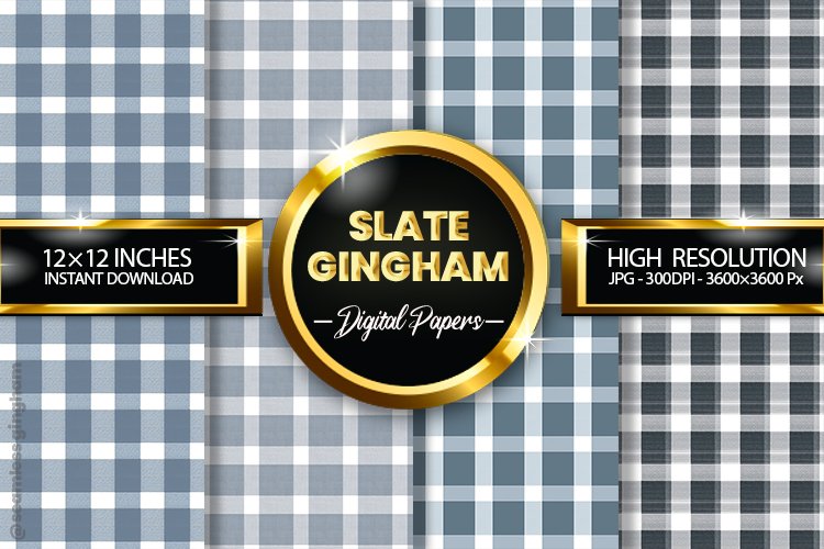 Slate Gingham Digital Papers 04 Variations example image 1