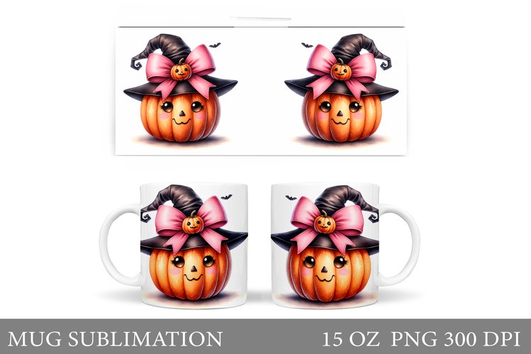 Cute Pumpkin Mug Wrap. Halloween Mug Wrap Sublimation example image 1