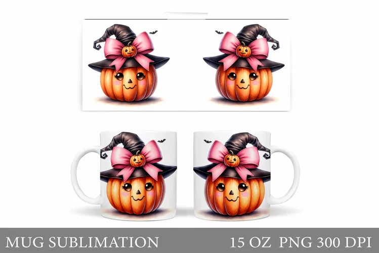 Cute Pumpkin Mug Wrap. Halloween Mug Wrap Sublimation