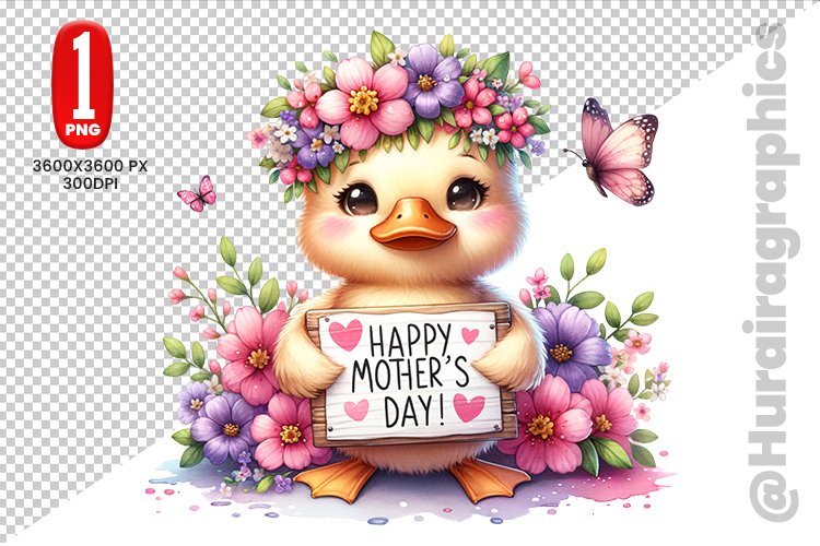 Cute Duck Clipart - PNG File