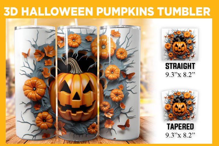 3D Pumpkin 20 oz Tumbler Wrap, Halloween 20oz tumbler