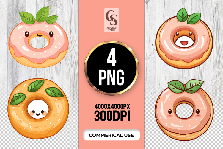 Cute Donut Clipart Sublimation PNG
