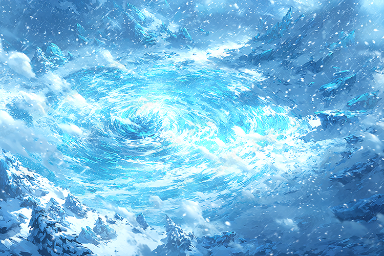 Icy Blizzard Vortex Winter Landscape Fantasy Artwork