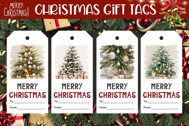 Boho Christmas Tree Gift Tags, Cute Christmas Tags Printable