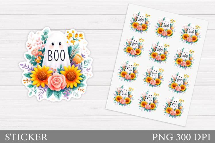 Cute Ghost Sticker Printable. Cute Halloween Sticker Design