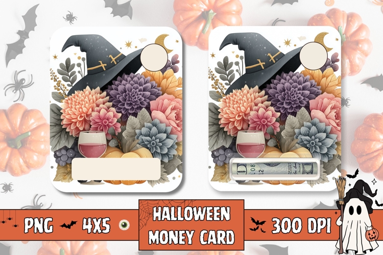 Floral Halloween Gift Card Template, Halloween Money Card