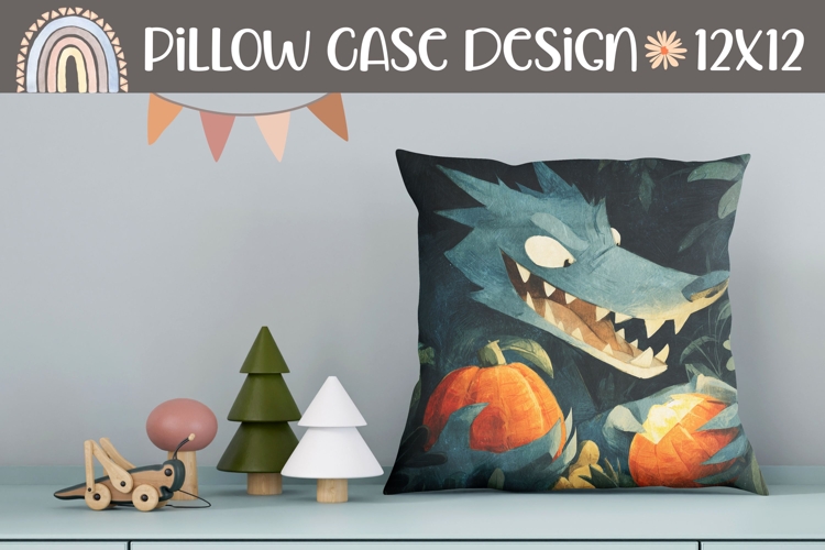Cartoon Wolf Pillow, Pumpkins Pillowcase, Halloween Pillow
